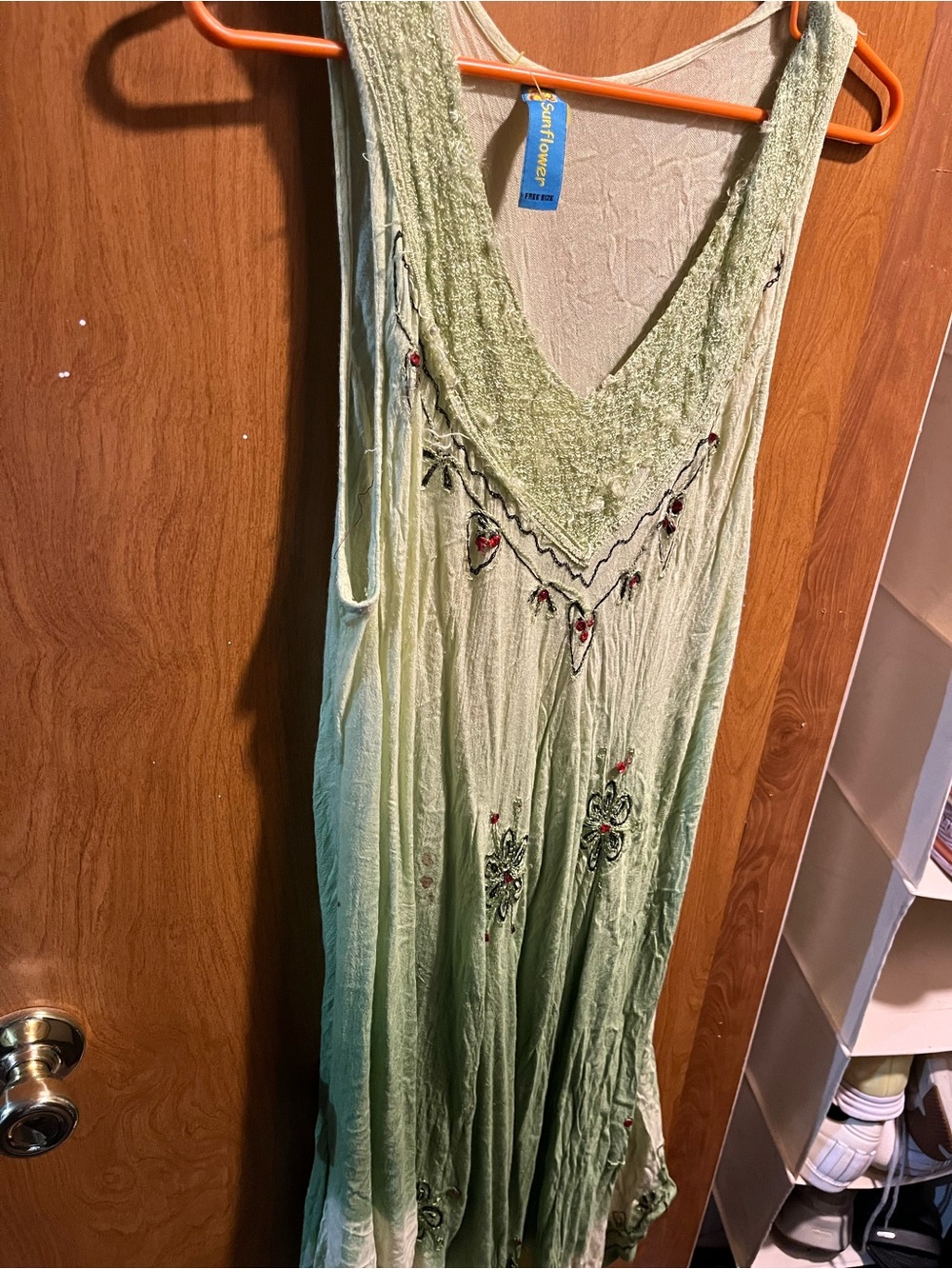 Sunflower Green Embroidered Midi Dress